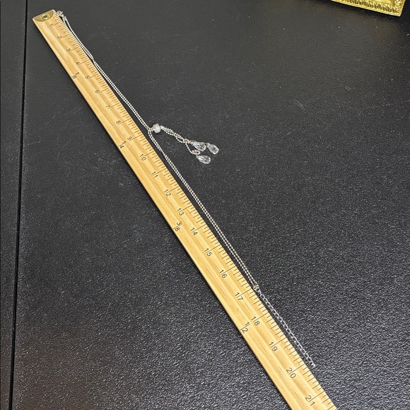 Cookie Lee Double Ball Chain Glass Teardrop Tassel Lariat Necklace - Picture 8 of 9